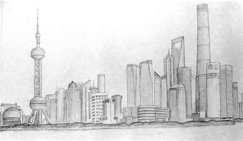 Shanghai Skyline : r/drawing