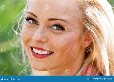 Smile of a Young Woman in the Nature Stock Photo - Image of freshness, hair: 55677094