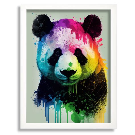 Rainbow Coloured Panda Artwork - Drawify