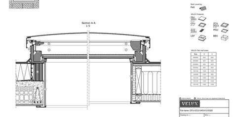 VELUX flat roof window drawings