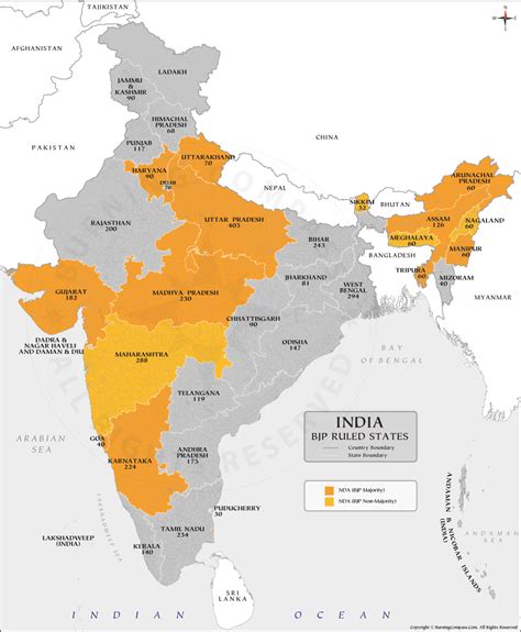 BJP Ruled States in India Map