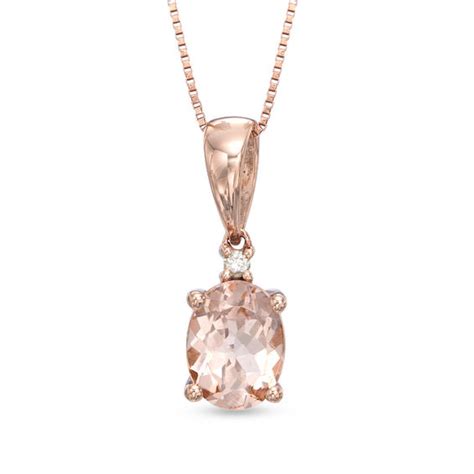 Oval Morganite and Diamond Accent Pendant in 10K Rose Gold | Rose Gold Necklaces | Necklaces | Zales