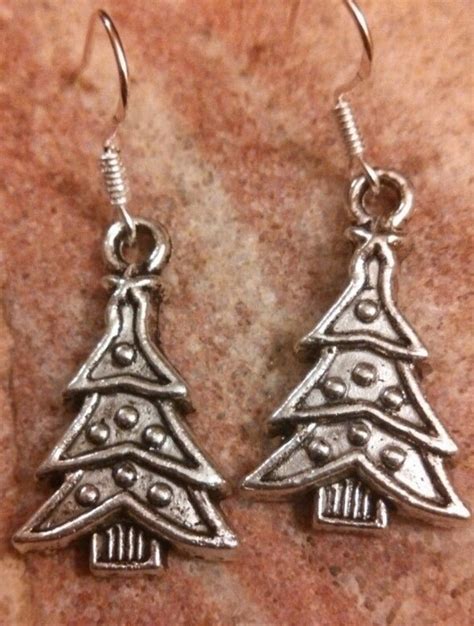 Christmas Tree earrings on sterling silver wire for Christmas