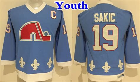 2021 Youth Vintage Quebec Nordiques Hockey Jersey 19 Joe Sakic Baby Blue New Vintage CCM Kids ...