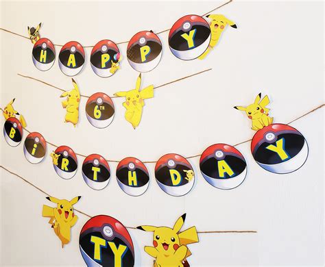 Pokemon Birthday Banner Pikachu Birthday Banner Pokemon | Etsy