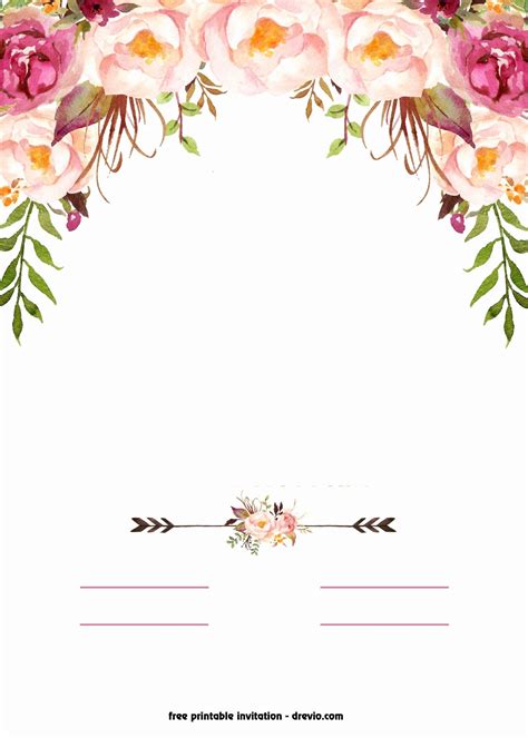 Flower Invitation Template Awesome Free Printable Boho Chic Flower Baby Shower Invitation ...