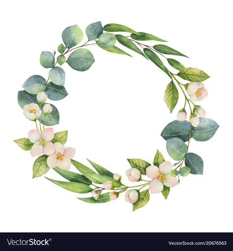 Watercolor wreath with green eucalyptus Royalty Free Vector