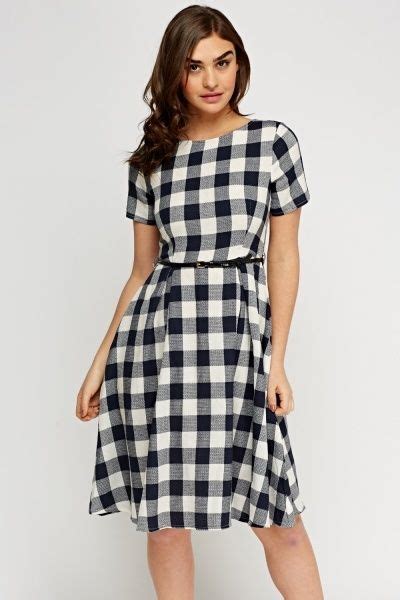 Checked Grid Belted Dress in 2020 | Belted dress, Dresses, Cheap dresses