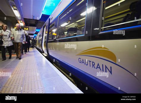 High speed Gautrain at Sandton station, Sandton, Johannesburg Stock ...