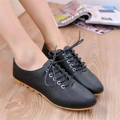 Fashion Flats Oxford Shoes Women Spring Soft Leather Ladies Flat Heel ...