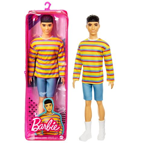 Barbie Ken Fashionistas #175 Doll with Striped Shirt Jean Shorts Brown ...