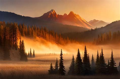 Premium AI Image | sunrise in the mountains with a mountain view.