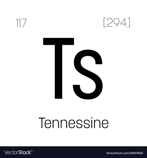 Tennessine ts periodic table element Royalty Free Vector