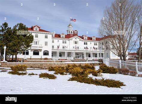 Stanley Hotel - A close up winter view of the famous Stanley Hotel at Estes Park, Colorado, USA ...