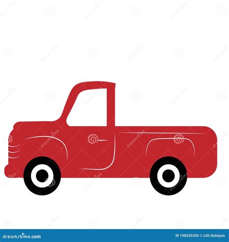 Cute Cartoon Old Red Truck Vector Illustration Stock Vector - Illustration of merry, icon: 198335350