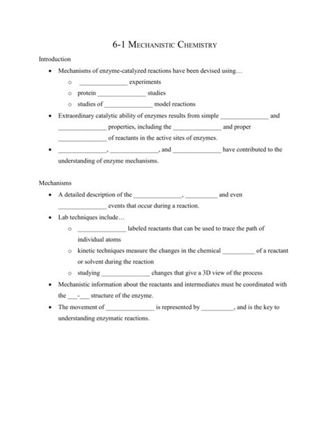 6-1 Mechanistic Chemistry