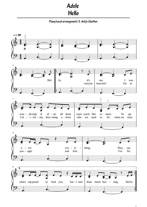 📞 Adele — Hello Piano Sheet Music in 2021 | Adele hello, Piano sheet ...