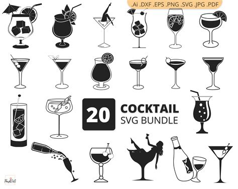 Cocktail SVG, Cocktail Bundle SVG, Cocktail Silhouette, Cocktail ...