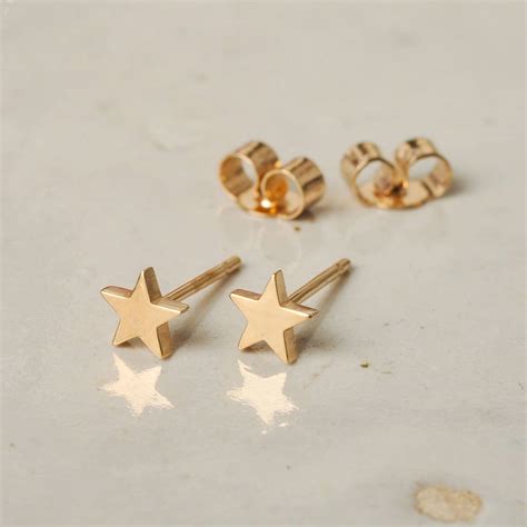 Little Solid Gold Star Studs By LINDSAY PEARSON