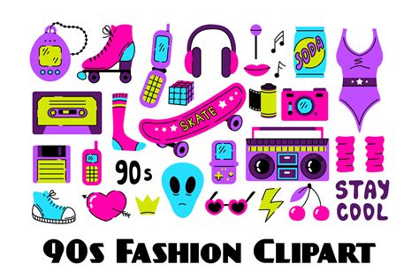 90s Fashion Clipart By Rin Green | TheHungryJPEG