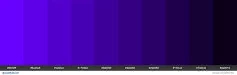 Shades of Electric Indigo color #6600FF hex | Indigo colour, Color palette, Hex colors