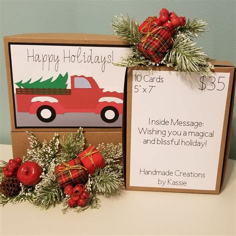 Christmas Cards Red Truck 10 Cards | Etsy