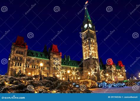 Parliament Buildings in Ottawa, Canada at Christmastime Stock Photo ...