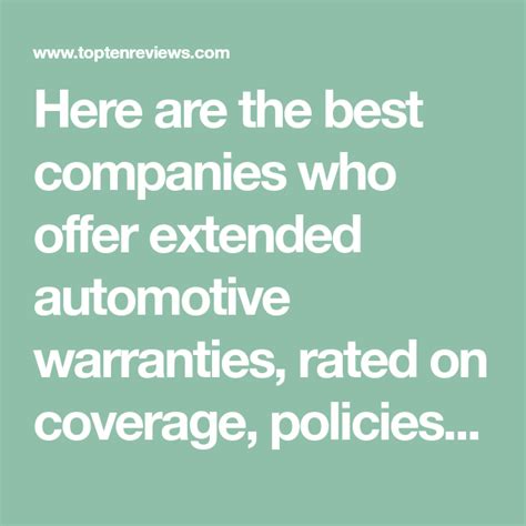 The Best Automotive Extended Warranty Companies References ...