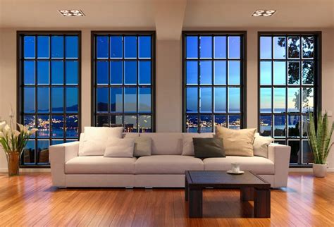 Laeacco Photography Backdrops Modern Living Room Sofa Window City Night ...