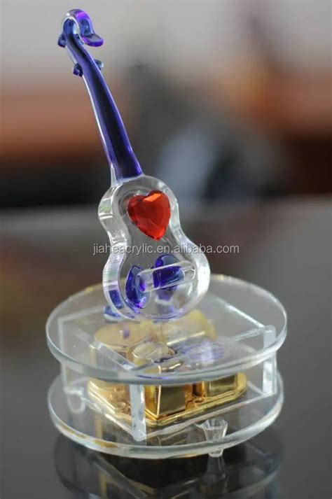 Guitar Shaped Lightly Crystal Glass Music Box With Round Base - Buy Crystal Glass Music Box ...