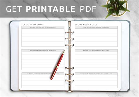 Download Printable Social Media Goals Template PDF