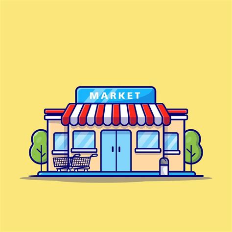 Market Shop Building Cartoon Vector Icon Illustration. Building Business Icon Concept Isolated ...