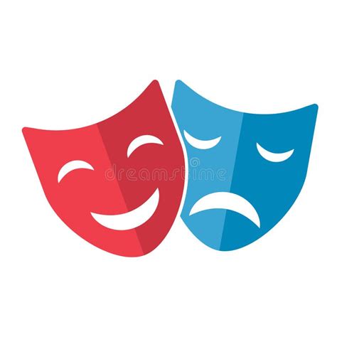 Set of Theater Face Mask Icon, Emotion Actor Comedy and Drama Symbol ...