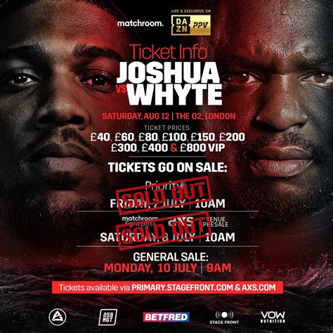 Matchroom Boxing on Twitter: "🎟️ Tickets for #JoshuaWhyte2 go on general sale tomorrow at 9am 👊 ...