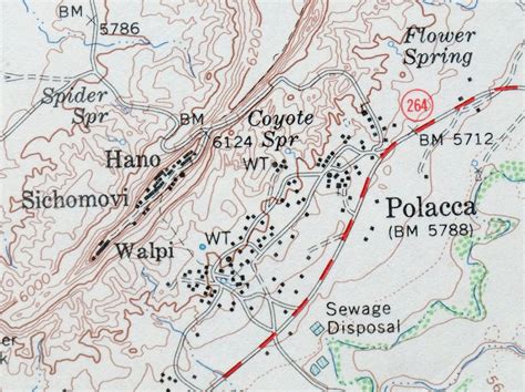 Hopi First Mesa Polacca Arizona Vintage Original USGS Topographic Map 1966 Second Mesa 15-minute ...