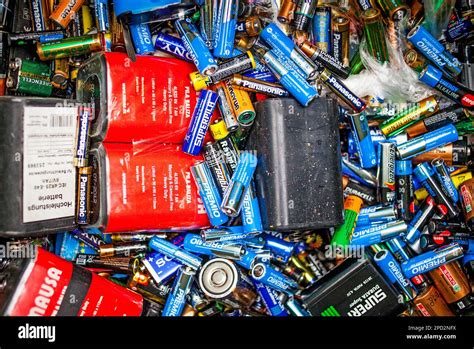 Batteries storage to recycle, recycling center Stock Photo - Alamy