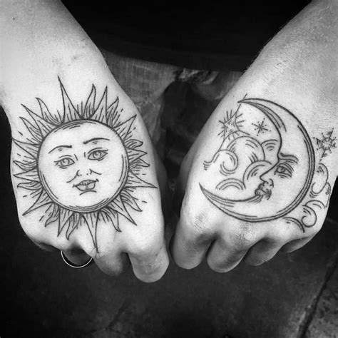 Right Hand Top Sun Face Left Hand Moon Face Tattoo Circle Tattoos, Sun Tattoos, Face Tattoos ...