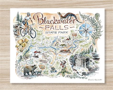 Blackwater Falls State Park Map Watercolor Illustration - Etsy