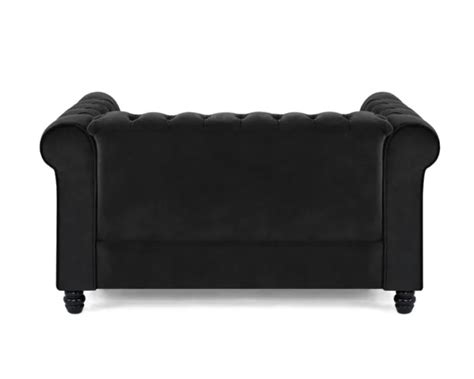 2 Seater Chesterfield Sofa, Black Velvet | Absolute Home