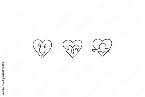 line art heart minimalist design, vector line art design, heart design ...