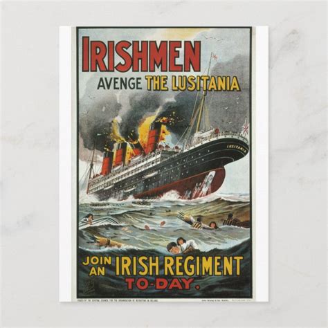 Irishmen avenge the Lusitania_Propaganda Poster Postcard | Zazzle