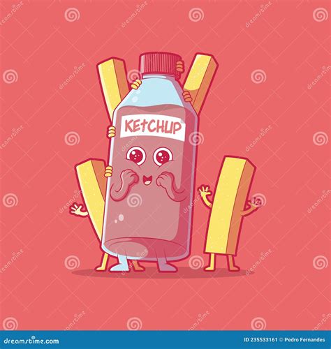 Ketchup and French Fries Character Vector Illustration. Stock Vector ...