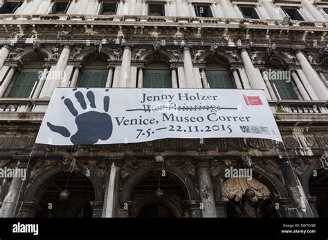 Sign for the Jenny Holzer War paintings exhibition at Museo Correr, Venice Stock Photo - Alamy