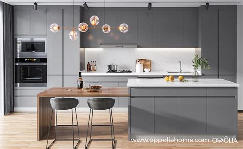 Custom RTA Cabinets in Matte Gray Modern Style | OPPOLIA