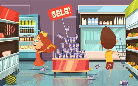 Kids In A Shop Illustration 495235 Vector Art at Vecteezy