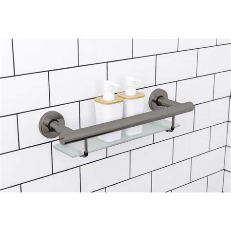 evekare Bath shelf with grab bar 18-in Gunmetal Wall Mount Grab Bar (550-lb Weight Capacity) at ...