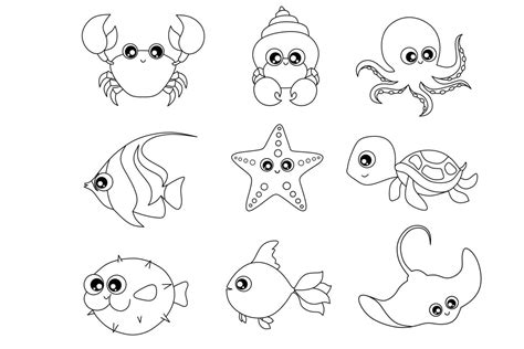 Share 84 newest sea creature coloring pages , free to print and download - Shill Art