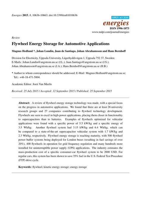 (PDF) Flywheel Energy Storage for Automotive Applications