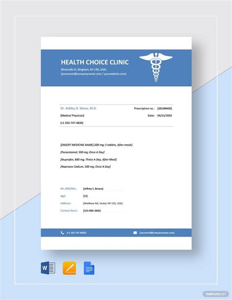 Sample Blank Prescription Template in Word, Pages, Google Docs - Download | Template.net