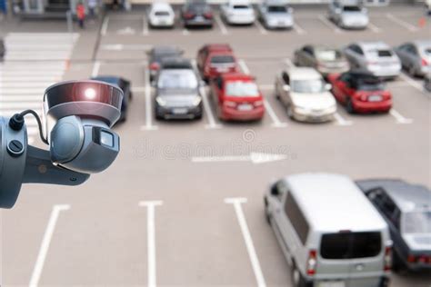 Video Surveillance Camera Installed on a Vehicle Parking. Stock Image ...